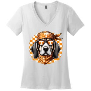 Orange Blooded Tennessee Hound Native Home Tn State Pride Women's V-Neck T-Shirt