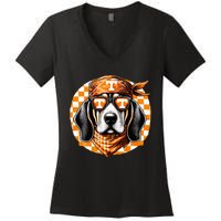 Orange Blooded Tennessee Hound Native Home Tn State Pride Women's V-Neck T-Shirt