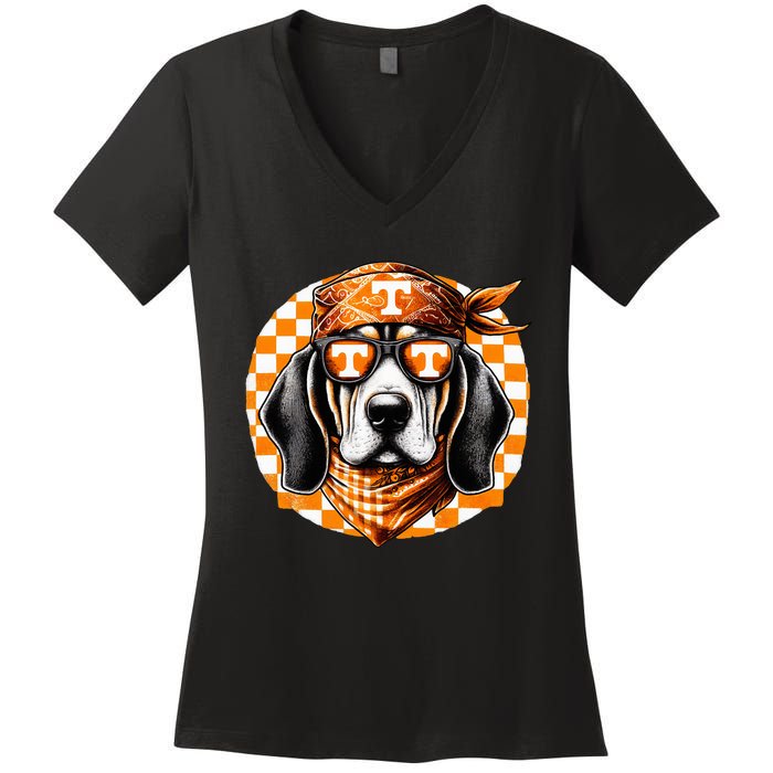 Orange Blooded Tennessee Hound Native Home Tn State Pride Women's V-Neck T-Shirt