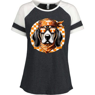 Orange Blooded Tennessee Hound Native Home Tn State Pride Enza Ladies Jersey Colorblock Tee