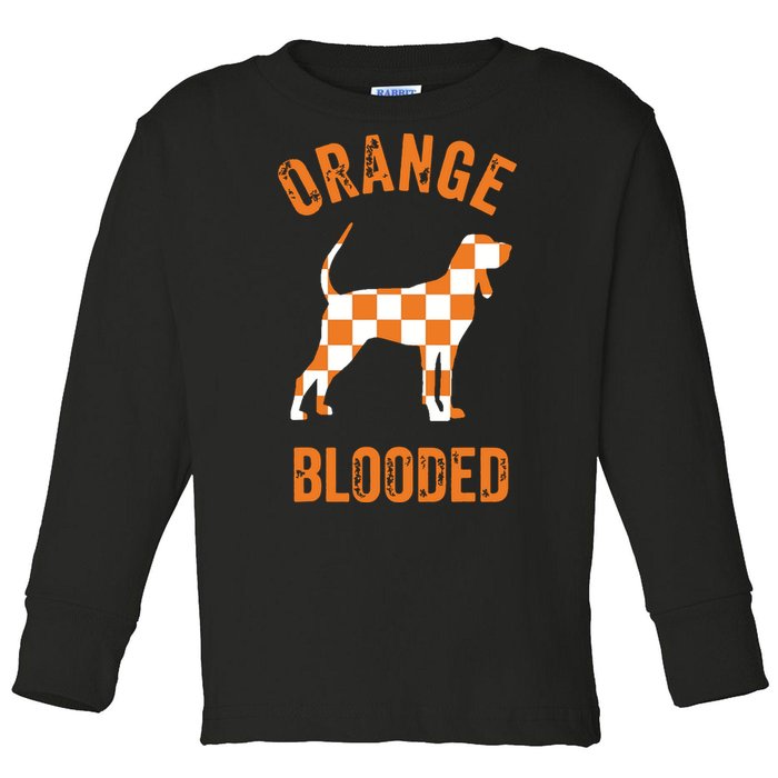 Orange Blooded Tennessee Hound Native Home Tn State Pride Toddler Long Sleeve Shirt