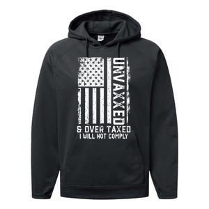 On Back Unvaxxed And Overtaxed Performance Fleece Hoodie