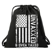 On Back Unvaxxed And Overtaxed Drawstring Bag