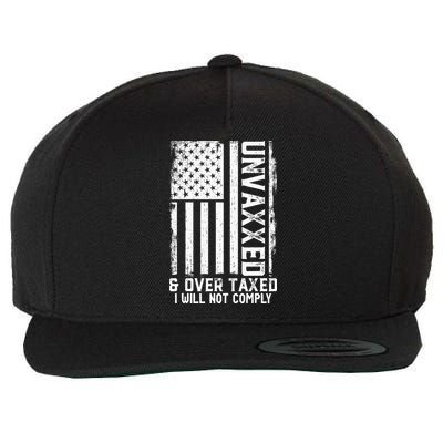 On Back Unvaxxed And Overtaxed Wool Snapback Cap