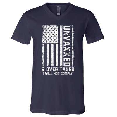 On Back Unvaxxed And Overtaxed V-Neck T-Shirt