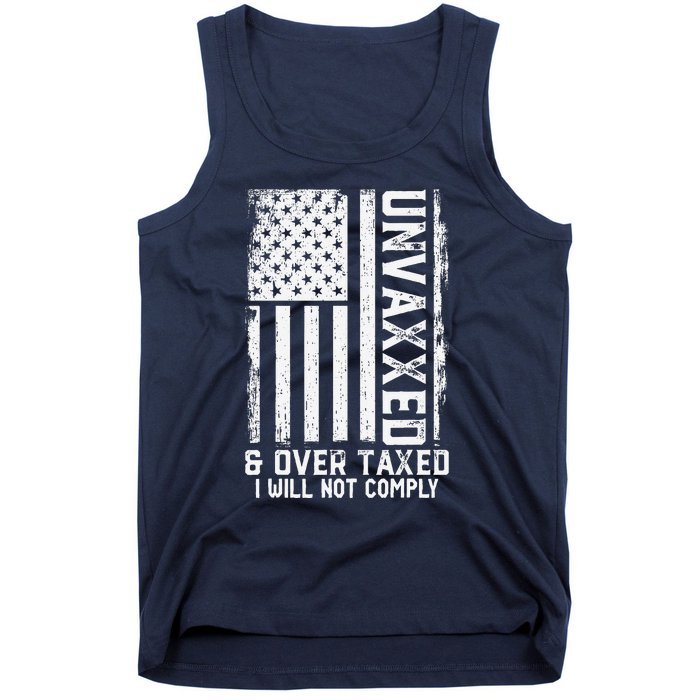 On Back Unvaxxed And Overtaxed Tank Top