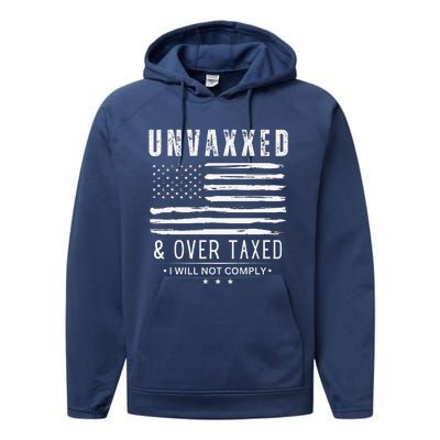 On Back Unvaxxed And Overtaxed Performance Fleece Hoodie