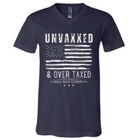 On Back Unvaxxed And Overtaxed V-Neck T-Shirt