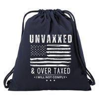 On Back Unvaxxed And Overtaxed Drawstring Bag