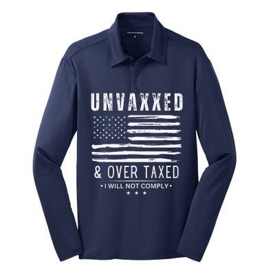 On Back Unvaxxed And Overtaxed Silk Touch Performance Long Sleeve Polo