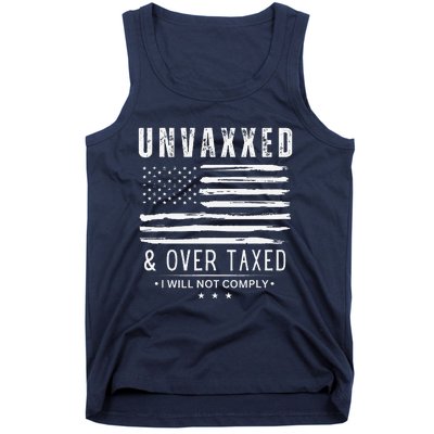 On Back Unvaxxed And Overtaxed Tank Top