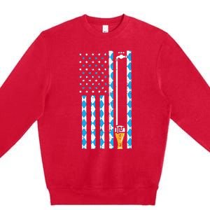 Oktoberfest Bavarian Us Flag German Costume Premium Crewneck Sweatshirt