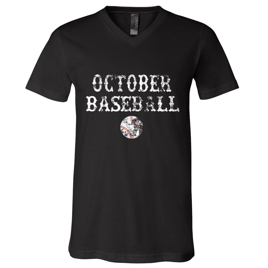 October Baseball Vintage Playoff V-Neck T-Shirt