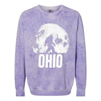 Ohio Bigfoot Vintage Full Moon Retro Squatch State Pride Colorblast Crewneck Sweatshirt