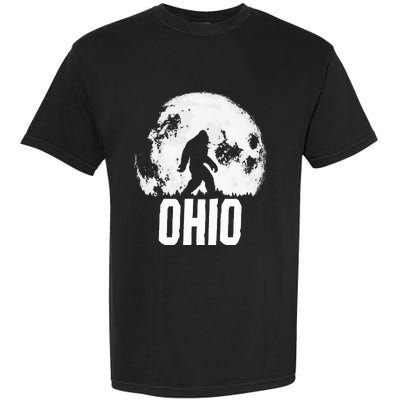 Ohio Bigfoot Vintage Full Moon Retro Squatch State Pride Garment-Dyed Heavyweight T-Shirt