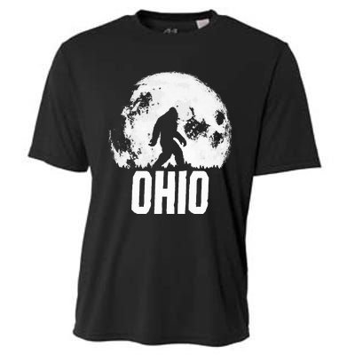 Ohio Bigfoot Vintage Full Moon Retro Squatch State Pride Cooling Performance Crew T-Shirt