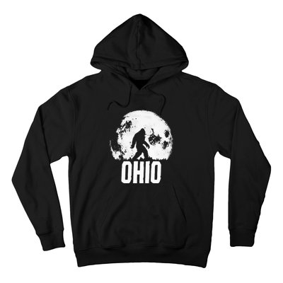 Ohio Bigfoot Vintage Full Moon Retro Squatch State Pride Hoodie