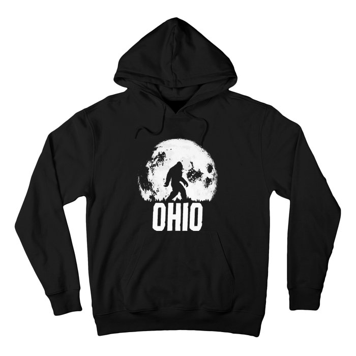 Ohio Bigfoot Vintage Full Moon Retro Squatch State Pride Hoodie