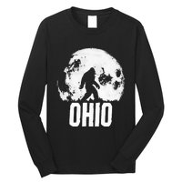 Ohio Bigfoot Vintage Full Moon Retro Squatch State Pride Long Sleeve Shirt