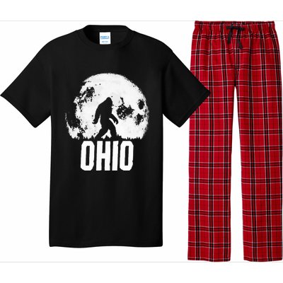 Ohio Bigfoot Vintage Full Moon Retro Squatch State Pride Pajama Set