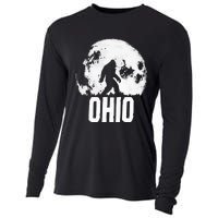 Ohio Bigfoot Vintage Full Moon Retro Squatch State Pride Cooling Performance Long Sleeve Crew