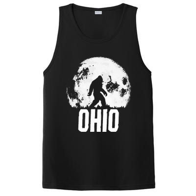 Ohio Bigfoot Vintage Full Moon Retro Squatch State Pride PosiCharge Competitor Tank