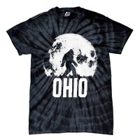 Ohio Bigfoot Vintage Full Moon Retro Squatch State Pride Tie-Dye T-Shirt