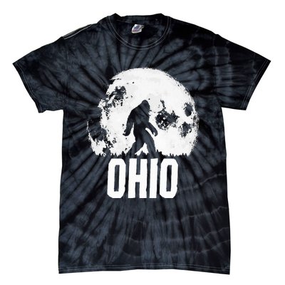 Ohio Bigfoot Vintage Full Moon Retro Squatch State Pride Tie-Dye T-Shirt