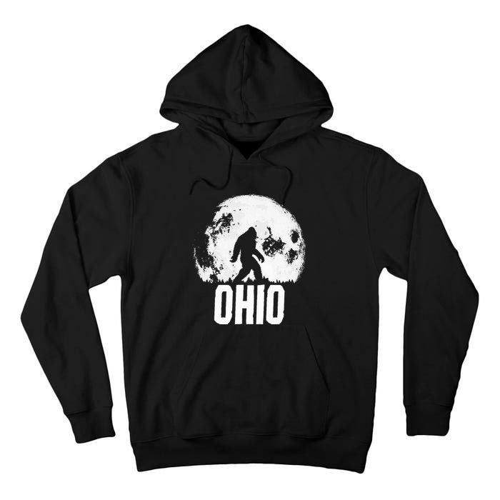 Ohio Bigfoot Vintage Full Moon Retro Squatch State Pride Tall Hoodie