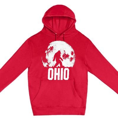 Ohio Bigfoot Vintage Full Moon Retro Squatch State Pride Premium Pullover Hoodie