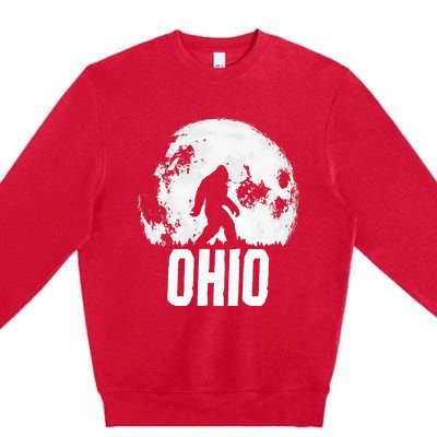 Ohio Bigfoot Vintage Full Moon Retro Squatch State Pride Premium Crewneck Sweatshirt