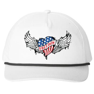 On Back Vintage Freedom Us Flag Eagle Patriotic 4th Of July Snapback Five-Panel Rope Hat