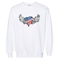 On Back Vintage Freedom Us Flag Eagle Patriotic 4th Of July Garment-Dyed Sweatshirt