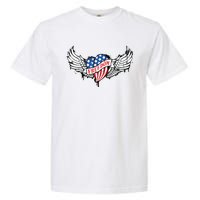 On Back Vintage Freedom Us Flag Eagle Patriotic 4th Of July Garment-Dyed Heavyweight T-Shirt