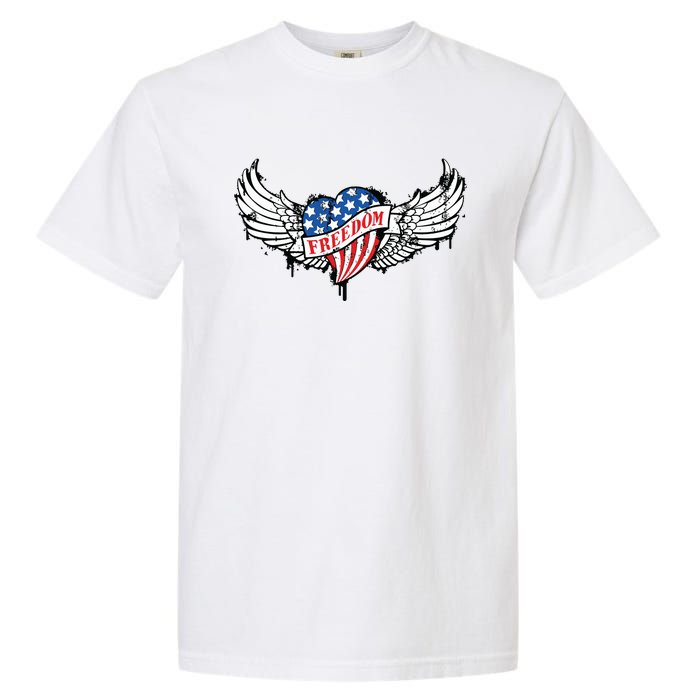 On Back Vintage Freedom Us Flag Eagle Patriotic 4th Of July Garment-Dyed Heavyweight T-Shirt