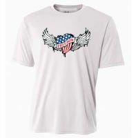 On Back Vintage Freedom Us Flag Eagle Patriotic 4th Of July Cooling Performance Crew T-Shirt