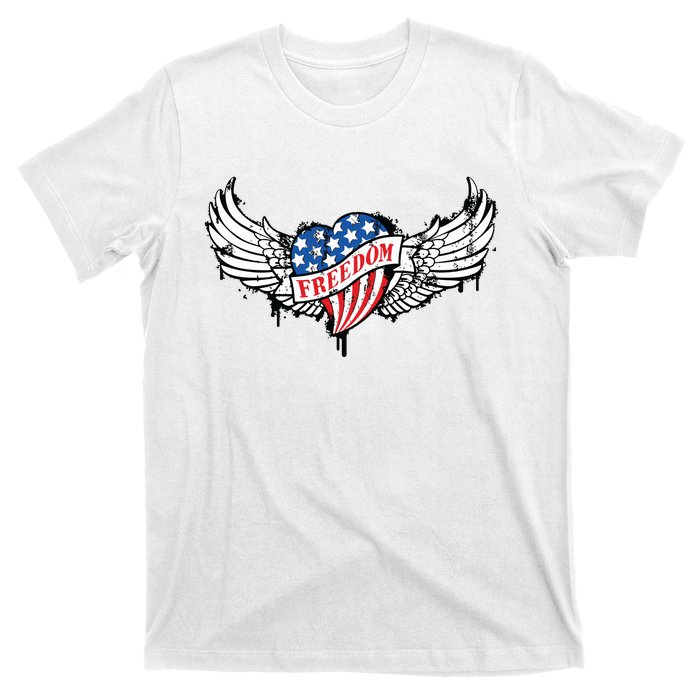 On Back Vintage Freedom Us Flag Eagle Patriotic 4th Of July T-Shirt