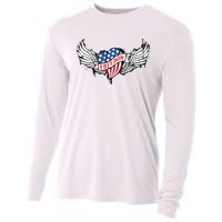 On Back Vintage Freedom Us Flag Eagle Patriotic 4th Of July Cooling Performance Long Sleeve Crew