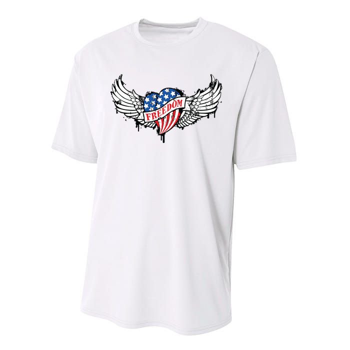 On Back Vintage Freedom Us Flag Eagle Patriotic 4th Of July Performance Sprint T-Shirt