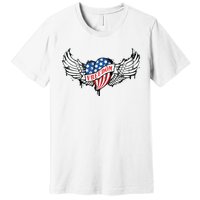 On Back Vintage Freedom Us Flag Eagle Patriotic 4th Of July Premium T-Shirt