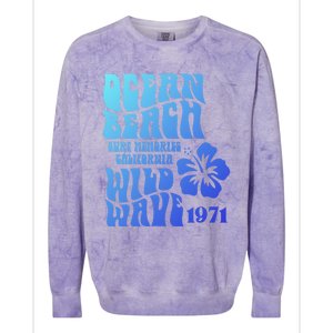 Ocean Beach Wild Wave Surf Memories California Siesta Beach Funny Gift Colorblast Crewneck Sweatshirt