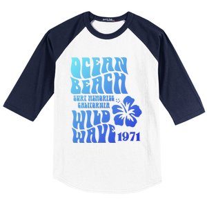 Ocean Beach Wild Wave Surf Memories California Siesta Beach Funny Gift Baseball Sleeve Shirt