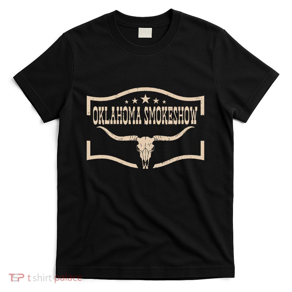 Oklahoma Bullskull With Feathers And Dreamcatcher Smokeshow T-Shirt