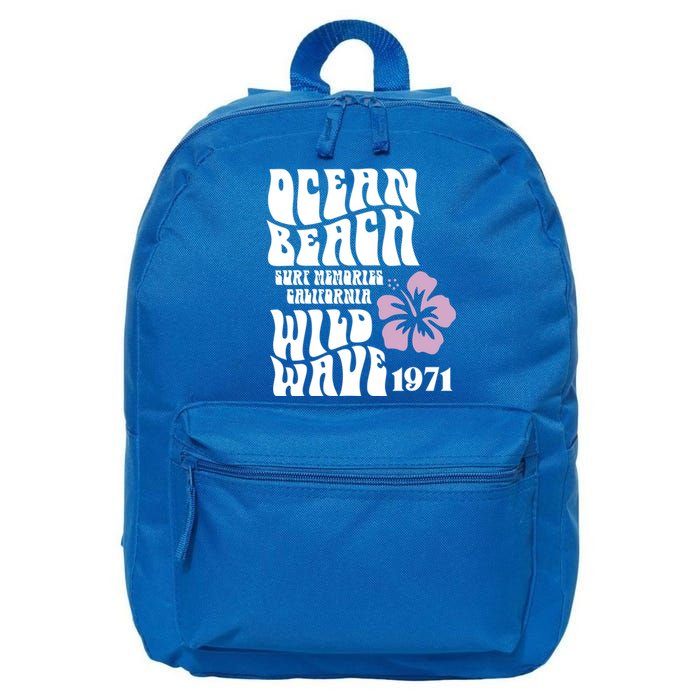 Ocean Beach Wild Wave Surf Memories California Siesta Beach Funny Gift 16 in Basic Backpack