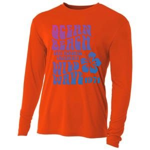 Ocean Beach Wild Wave Surf Memories California Siesta Beach Funny Gift Cooling Performance Long Sleeve Crew