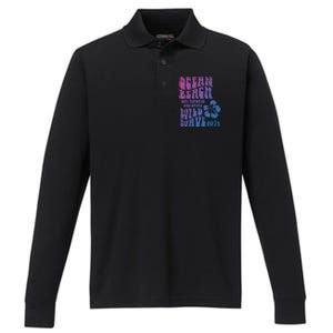 Ocean Beach Wild Wave Surf Memories California Siesta Beach Funny Gift Performance Long Sleeve Polo