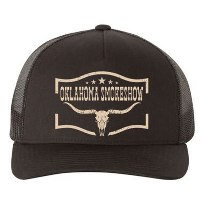 Oklahoma Bullskull With Feathers And Dreamcatcher Smokeshow Yupoong Adult 5-Panel Trucker Hat