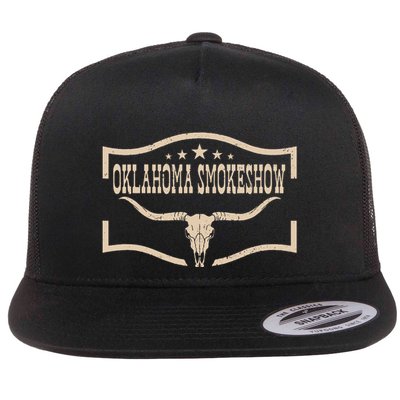 Oklahoma Bullskull With Feathers And Dreamcatcher Smokeshow Flatbill Hat