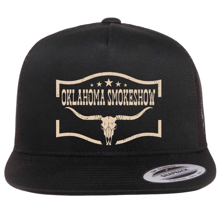 Oklahoma Bullskull With Feathers And Dreamcatcher Smokeshow Flatbill Hat