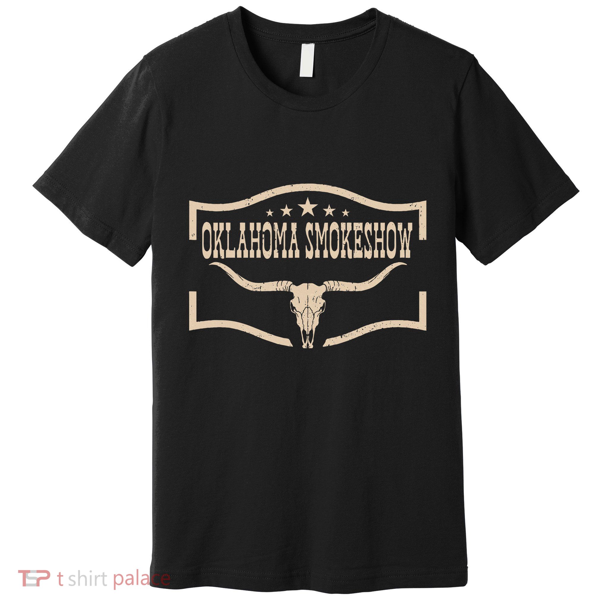 Oklahoma Bullskull With Feathers And Dreamcatcher Smokeshow Premium T-Shirt